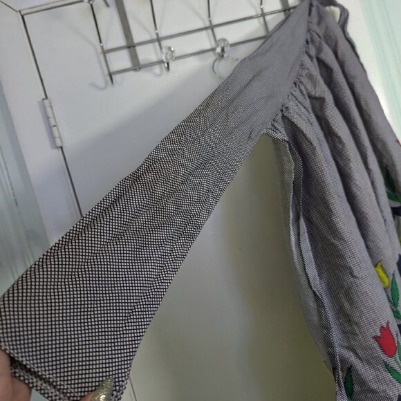 VGUC Vintage Handmade Gingham and Chartreuse Tulip Apron OSFA - Picture 6 of 7